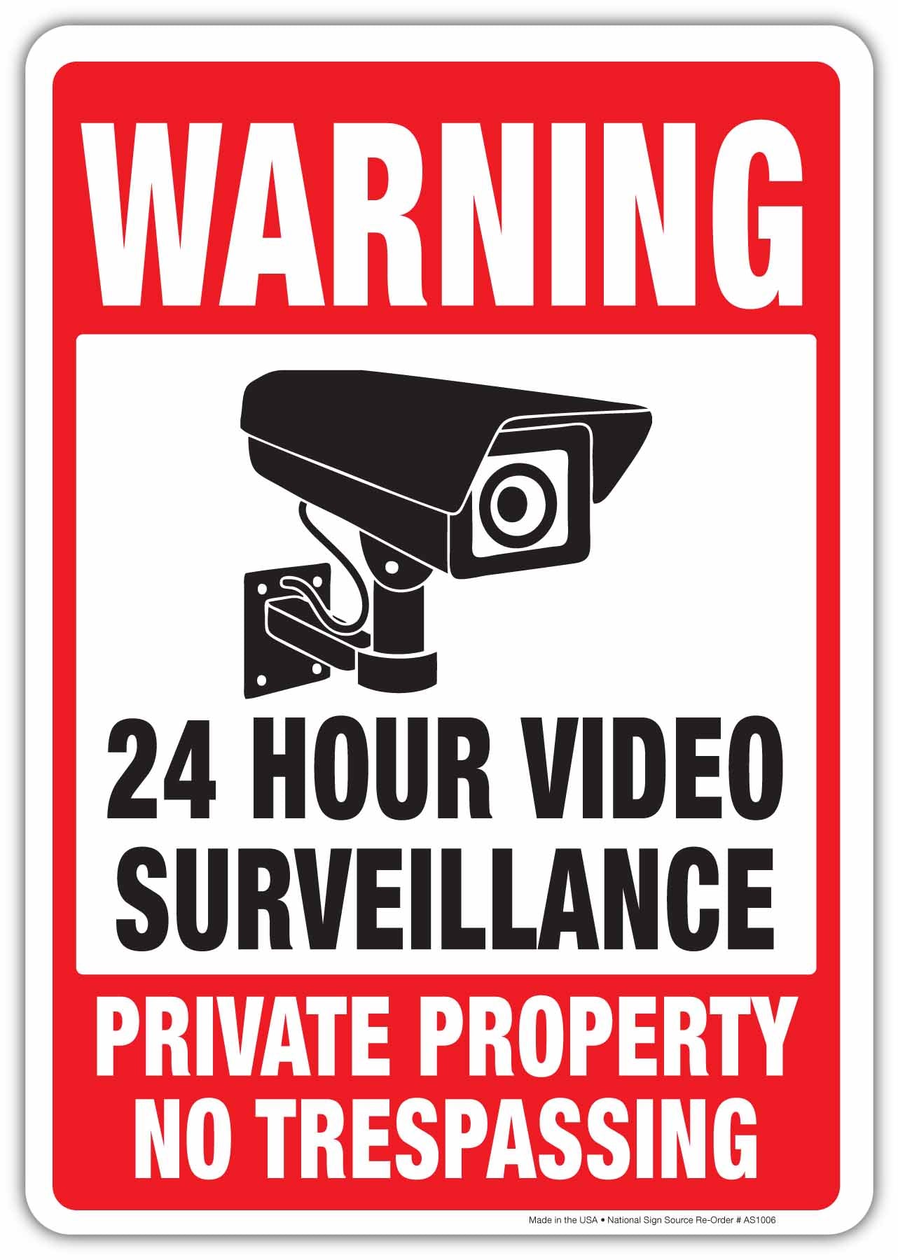 24 Hour Video Surveillance Signs - Private Property aluminum sign and vinyl sticker signs.