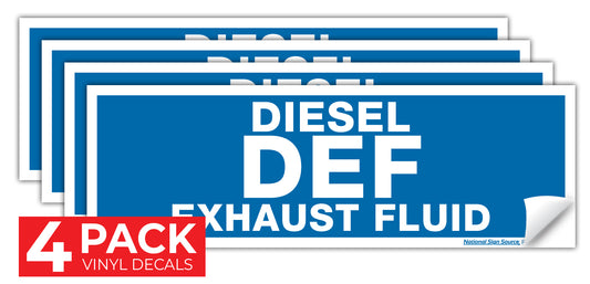 Diesel DEF Exhaust Fluid Stickers, Fuel Identifying Vinyl Decals - 4 Pack