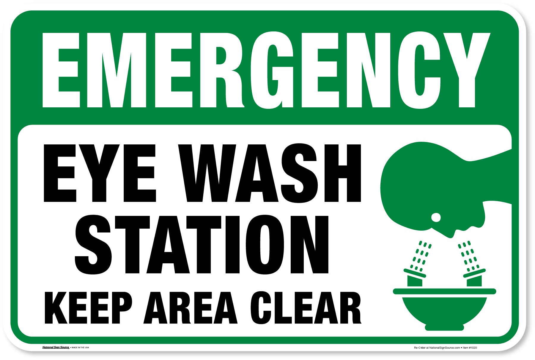 Vertical Eye Wash Signs Printable FIRST AID Emergency Shower & Eye
