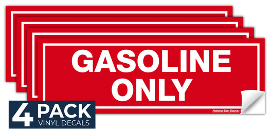 Gasoline Only stickers, Fuel Identifying Vinyl Decals - 4 Pack