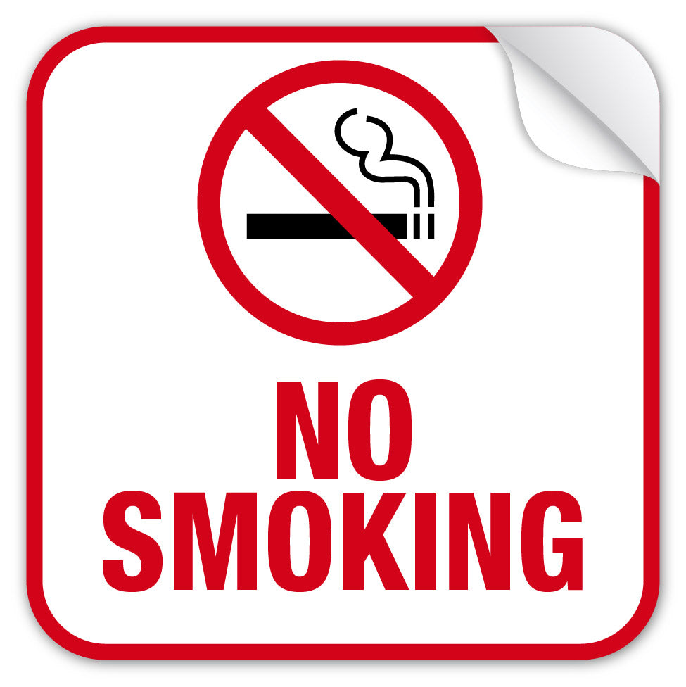 tobacco stickers Stinks! are printed in black letters on a red strip No Smoking Stickers National
