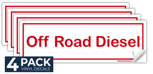 Off Road Diesel Stickers, Fuel Identifying Vinyl Decals - 4 Pack