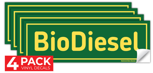Bio Diesel Stickers, Fuel Identifying Vinyl Decals - 4 Pack -