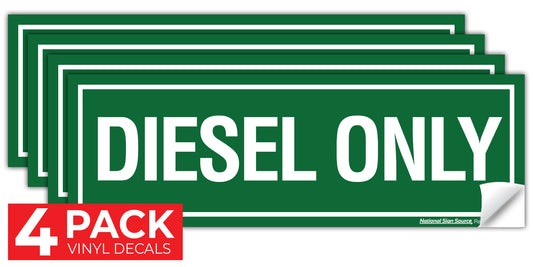 Diesel Only stickers, Fuel Identifying Vinyl Decals - 4 Pack -