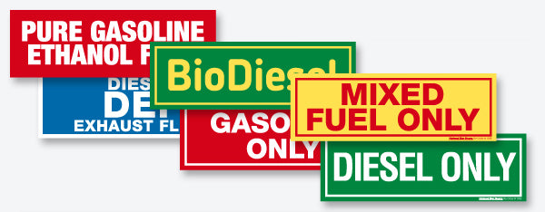 Pure Gasoline Ethanol Free Sticker, Bio Diesel Sticker, Mixed Fuel Only, DEF, Gasoline Only, Diesel Only, Fuel Identifying Vinyl Decals - 4 Pack