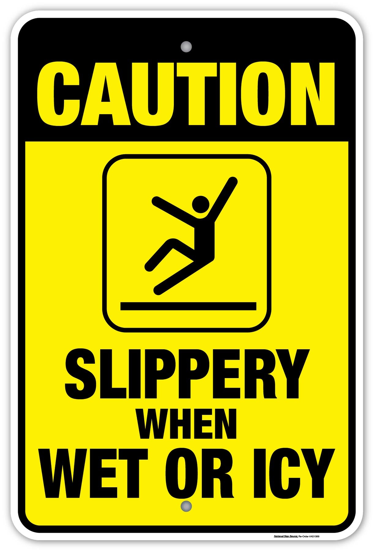 Icy Rocks Sign Caution Slippery When Wet or Icy Signs - Aluminum | Made in USA ...