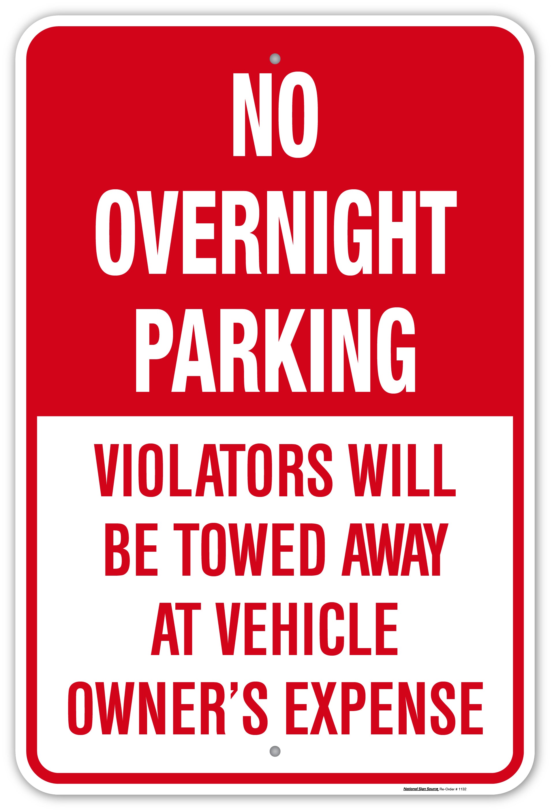 No Over Night Parking Signs