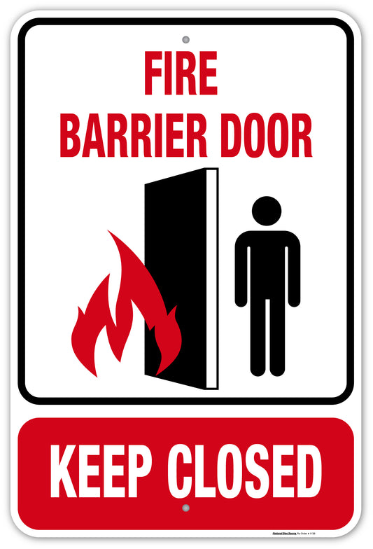 Fire Barrier Door Keep Closed Signs