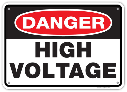 Danger High Voltage sign.  Aluminum sign and vinyl sticker signs