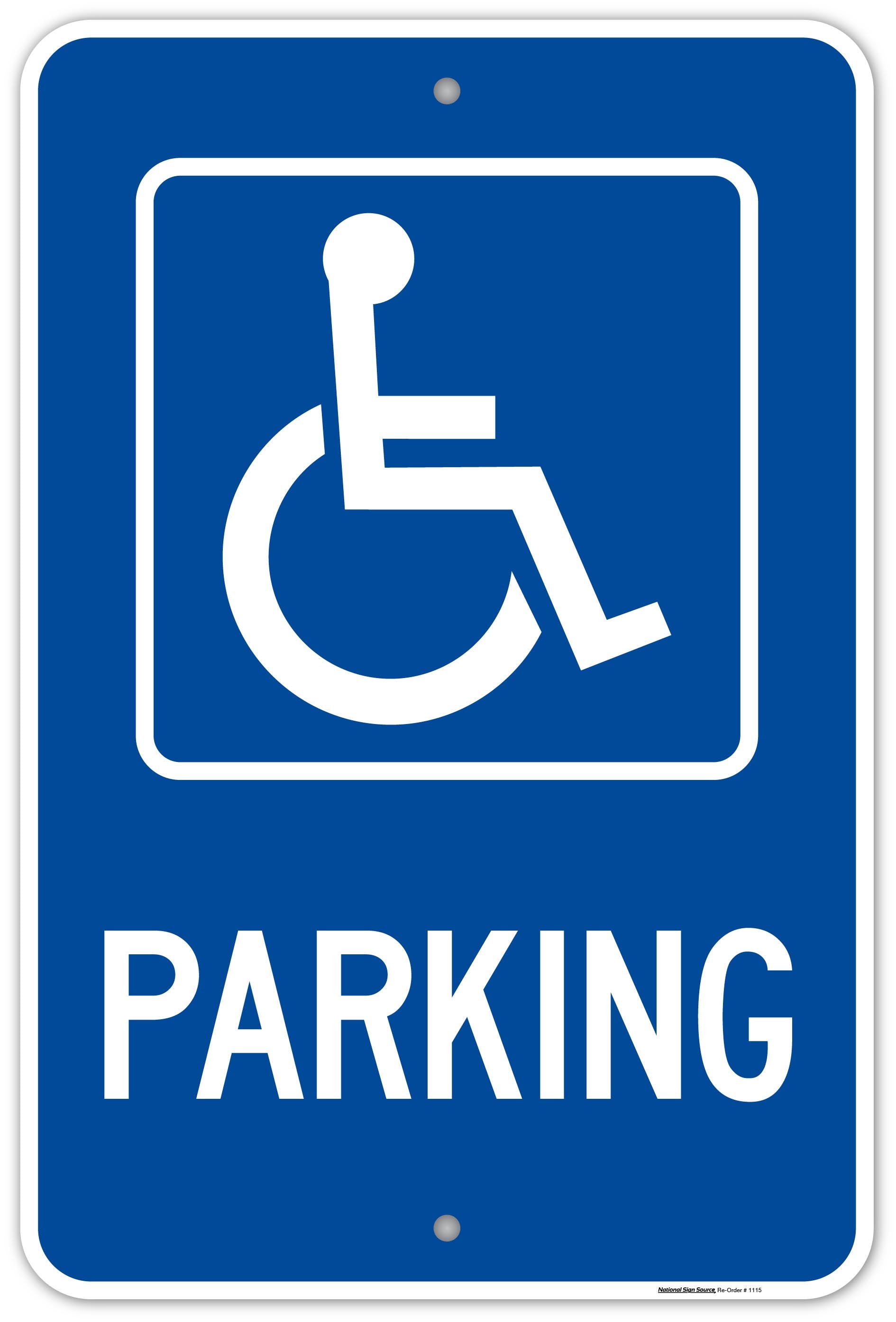 ADA Handicap Sign (blue): Parking - Manufactured by National Sign Source