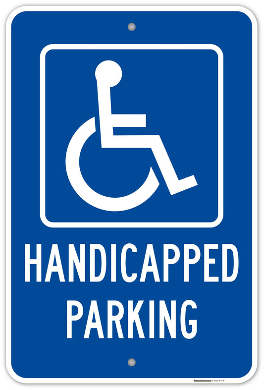 ADA Handicap Sign (blue): Handicapped Parking - Manufactured by National Sign Source