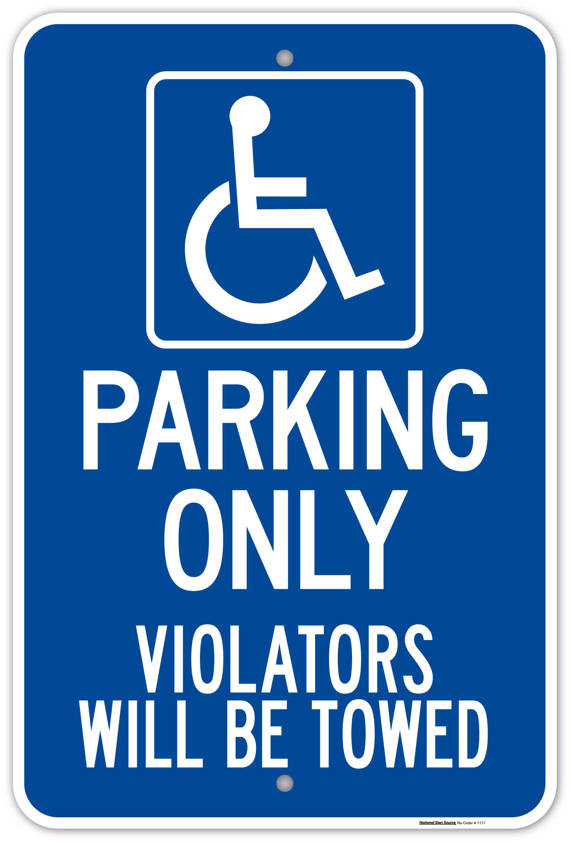 Brimar 12"x18" Handicapped Parking Van Accessible Sign - Reflective Aluminum, Towing Warning, Easy Mount