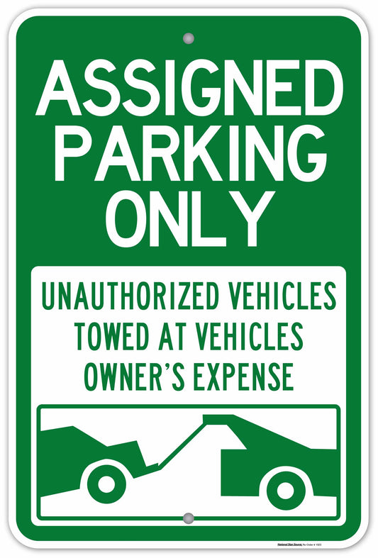 Dibond and Aluminum Assigned Parking Towed Signs - Manufactured by National Sign Source