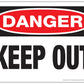 Danger Keep Out sign.  Available as adhesive back vinyl sign or heavy duty aluminum sign.