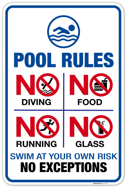 Dibond and Aluminum Pool Rules Sign - Manufactured by National Sign Source